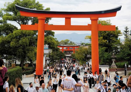 Photo for Kyoto, Japan - Sept, 2017:  Fushimi Inari Shrine or Fushimi Inari Taisha, a Shinto shrine. A Japanese monument, famous for its thousands of orange torii gates - Royalty Free Image