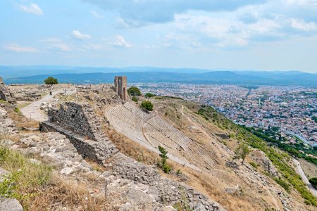 Bergama, Turkey - July 20, 2023: The Hellenistic theatre of Pergamon Ancient City