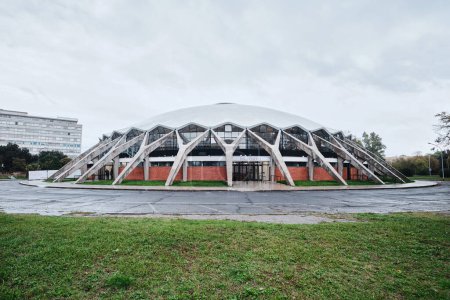 Photo for Rome, Italy - October 29 2023: Palazzetto dello Sport (Sport Arena) building exterior view. It was designed by architect A. Vitellozzi its reinforced shell concrete dome - Royalty Free Image