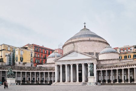 Photo for Naples, Italy - November 7 2023: Basilica of San Francesco di Paola, located on Piazza del Plebiscito - Royalty Free Image