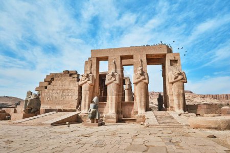 Photo for Luxor, Egypt - December 2023: The Ramesseum is the memorial temple or mortuary temple of Pharaoh Ramesses II. It is located in the Theban necropolis - Royalty Free Image