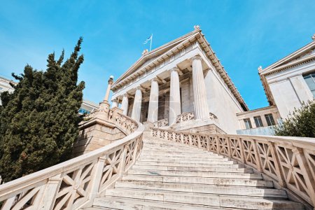 Photo for Athens, Greece - March 03, 2024: Architectural details of former National Library of Athens, an architectural masterpiece built in late 1800's by architects Ernst Ziller and Theo Hansen - Royalty Free Image