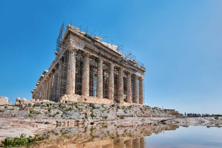 Photo for Athens, Greece - March 02, 2024: Ruins of Parthenon temple on the Acropolis of Athens. It is dedicated to the goddess Athena - Royalty Free Image