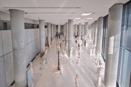 Photo for Athens, Greece - March 02, 2024: Interior view of the New Acropolis Museum in Athens. Designed by the Swiss-French Architect Bernard Tschumi - Royalty Free Image