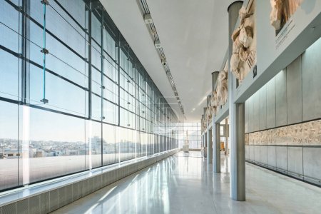 Photo for Athens, Greece - March 02, 2024: Interior view of the New Acropolis Museum in Athens. Designed by the Swiss-French Architect Bernard Tschumi - Royalty Free Image