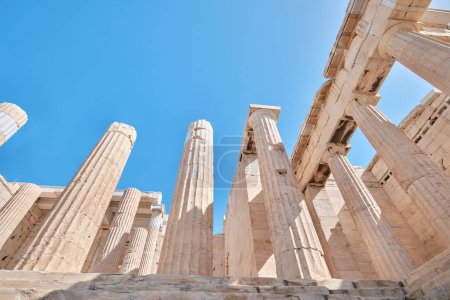 Photo for Athens, Greece - March 02, 2024: Architectural details of the Propylaea on Acropolis of Athens - Royalty Free Image