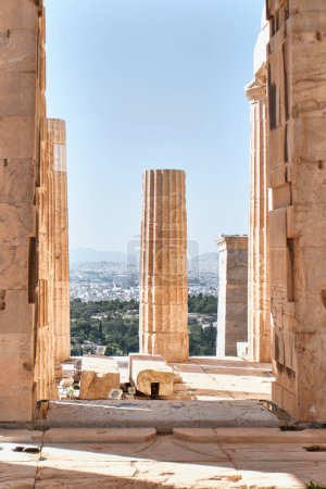 Photo for Athens, Greece - March 02, 2024: Architectural details of the Propylaea on Acropolis of Athens - Royalty Free Image
