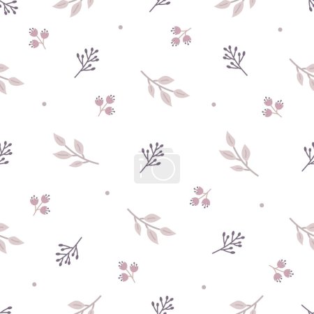 Minimalistic hand drawn flowers vector seamless pattern,  design for textile print, cards, paper goods, background, wallpaper, fabric and all your creative projects.