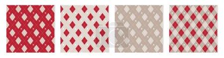 Téléchargez les illustrations : Set of elegant Argyle plaid with Snowflake. Winter, New Year, Christmas backgrounds set. Modern Backgrounds for knitted garment such as sweaters, socks and more. Vector illustration - en licence libre de droit