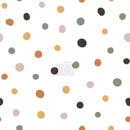 Téléchargez les photos : Cute hand drawn seamless pattern with Colorful Polka Dots. Abstract Multicolored doodle shapes on white background. Design for background, wallpaper, wrapping, fabric, and more - en image libre de droit