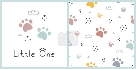 Seamless pattern with cats footprint, colorful designs for print, textile, wallpaper, wrapping, fabric and all your creative projects. Vector Illustration. Cats paw
