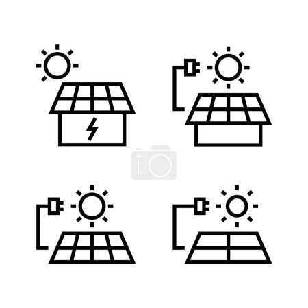 Ilustración de Pack of solar panels connected to a house icon vector isolated illustration - Imagen libre de derechos