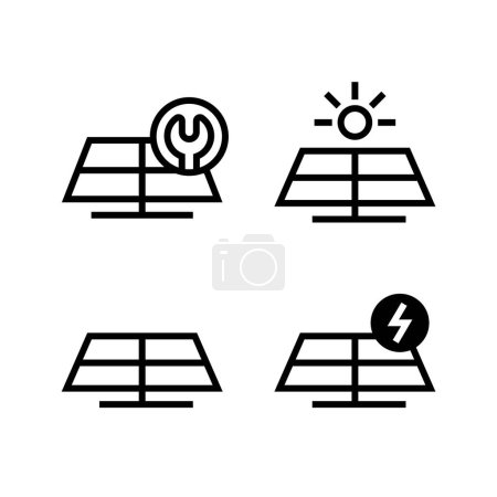 Téléchargez les illustrations : Pack of concept simple solar energy panel icon vector isolated illustration. Repair, support, battery - en licence libre de droit
