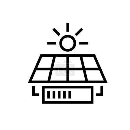 Téléchargez les illustrations : Concept solar energy panel icon vector with battery isolated illustration - en licence libre de droit