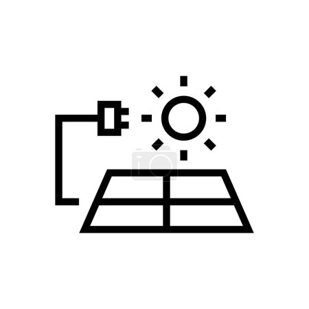 Ilustración de Solar energy panel eight cells icon vector with plug isolated illustration - Imagen libre de derechos
