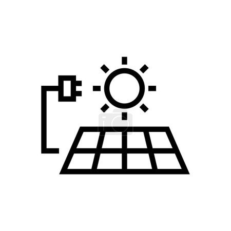 Ilustración de Solar energy panel eight cells icon vector with plug isolated illustration - Imagen libre de derechos