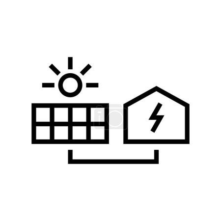 Téléchargez les illustrations : Solar panel connected to a house icon vector isolated illustration - en licence libre de droit