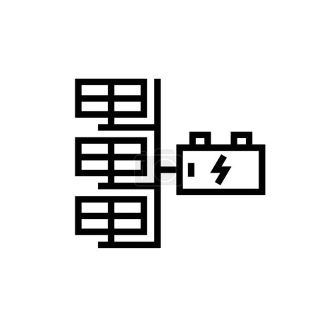 Téléchargez les illustrations : Solar panels connected to a battery icon vector isolated illustration - en licence libre de droit