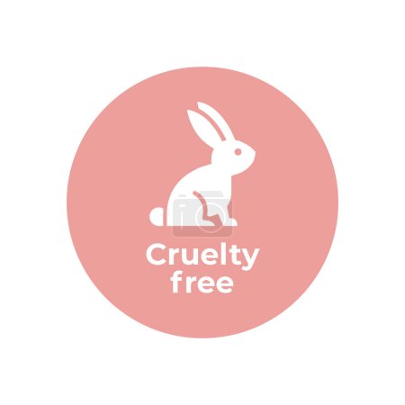 Téléchargez les illustrations : Icône libre de cruauté animale rose. Non testé sur des animaux avec symbole de silhouette de lapin. Illustration vectorielle - en licence libre de droit