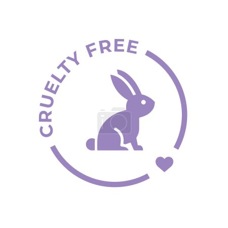 Ilustración de Icono de línea libre de crueldad animal púrpura. No probado en animales con símbolo de silueta de conejo con corazón. Ilustración vectorial. - Imagen libre de derechos