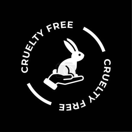 Illustration for Negative cruelty free circle icon. Not tested on animals with rabbit silhouette label. Vector illustration. - Royalty Free Image