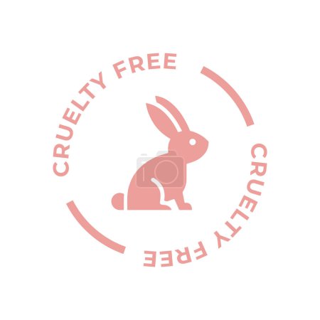 Ilustración de Icono libre de crueldad verde. No probado en animales con etiqueta de silueta de conejo. Ilustración vectorial. - Imagen libre de derechos
