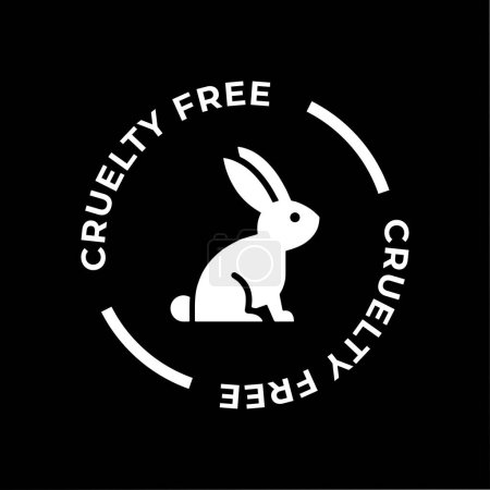 Ilustración de Icono libre de crueldad negativa. No probado en animales con etiqueta de silueta de conejo. Ilustración vectorial. - Imagen libre de derechos