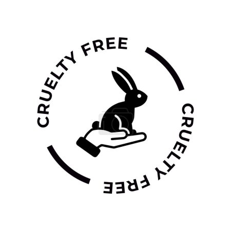 Ilustración de Crueldad círculo libre icono. No probado en animales con etiqueta de silueta de conejo. Ilustración vectorial. - Imagen libre de derechos