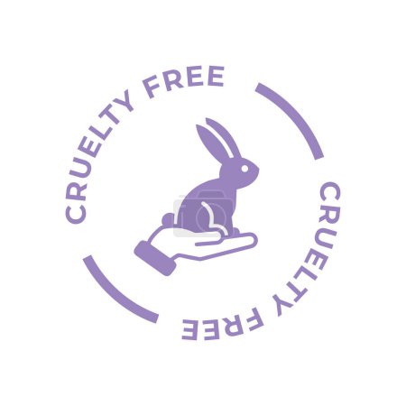 Ilustración de Crueldad púrpura icono círculo libre. No probado en animales con etiqueta de silueta de conejo. Ilustración vectorial. - Imagen libre de derechos