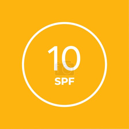 Téléchargez les illustrations : Vecteur d'icône de ligne SPF sur fond orange. 10 symboles de protection solaire pour les produits solaires. Pour l'emballage cosmétique - en licence libre de droit