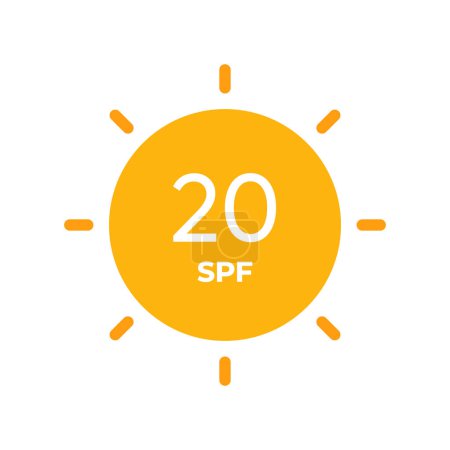 Illustration for SPF line icon vector. 20 Sun protection symbols for sunblock or sunscreen products. For cosmetic packaging - Royalty Free Image
