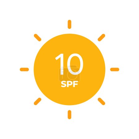 Ilustración de SPF vector icono de línea. 10 Símbolos de protección solar para productos de bloqueador solar o protector solar. Para envases cosméticos - Imagen libre de derechos