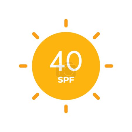 Illustration for SPF line icon vector. 40 Sun protection symbols for sunblock or sunscreen products. For cosmetic packaging - Royalty Free Image