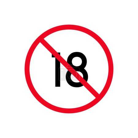 Téléchargez les illustrations : Interdit sous le symbole 18. Plus de 18 ans. Vecteur icône signe - en licence libre de droit