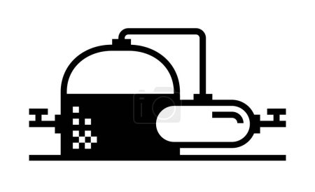Illustration for Black and white Simple Biogas Plant icon - Royalty Free Image