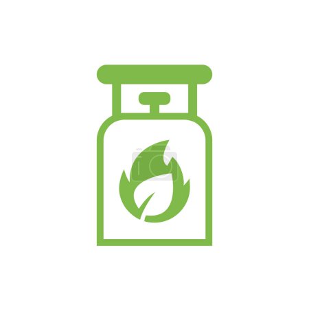 Téléchargez les illustrations : Icône de stockage du biogaz : symbole écologique, environnemental et d'énergie alternative - en licence libre de droit