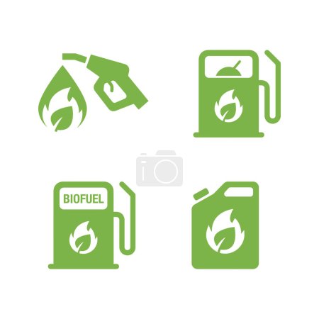 Ilustración de Conjunto simple de iconos de Biofuel. Energía renovable y medio ambiente verde. Concepto de biogás - Imagen libre de derechos