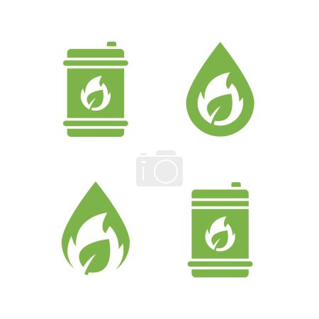 Téléchargez les illustrations : Ensemble simple d'icônes de biocarburant. Energies renouvelables et environnement vert. Concept de biogaz - en licence libre de droit