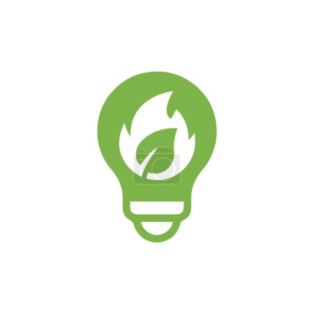 Ilustración de Bombilla simple Icono de biocombustible. Energía renovable y medio ambiente verde. electricidad generada por el concepto de biogás - Imagen libre de derechos