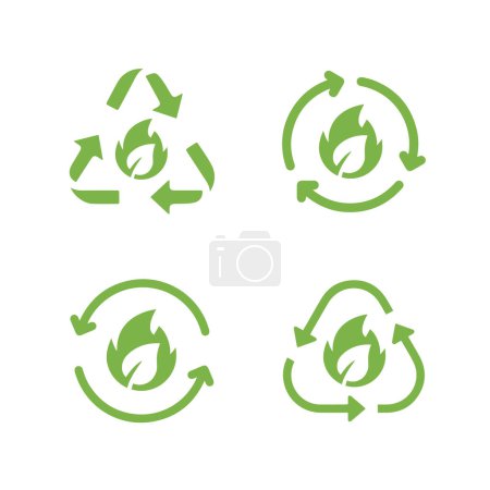 Ilustración de Sencillos iconos de Biogás. Energía renovable y medio ambiente verde. - Imagen libre de derechos