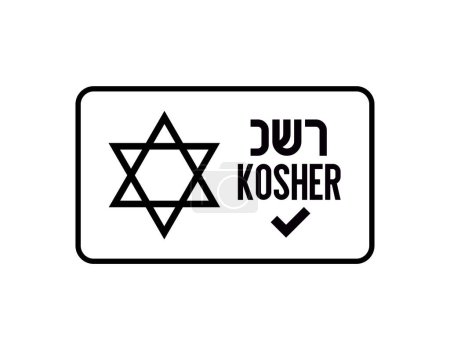 Ilustración de Símbolo certificado Kosher. Símbolo internacional de comida kosher. Concepto de embalaje. - Imagen libre de derechos
