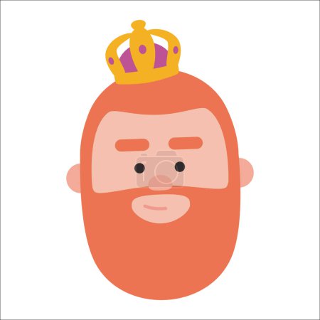 Illustration for King of orient Caspar face. Christmas ornament isolated vectorized. Mag - Royalty Free Image