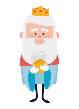Illustration for King of orient Melchor. Christmas ornament isolated vectorized. Mag - Royalty Free Image