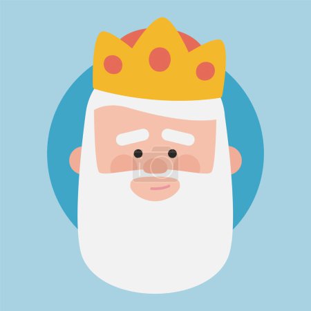 Illustration for King of orient Melchor face. Christmas ornament vectorized. Magi wise men. - Royalty Free Image
