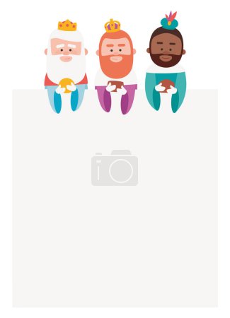 Illustration for Funny Wise men vectorized letter. Kings of orient vectors - Royalty Free Image