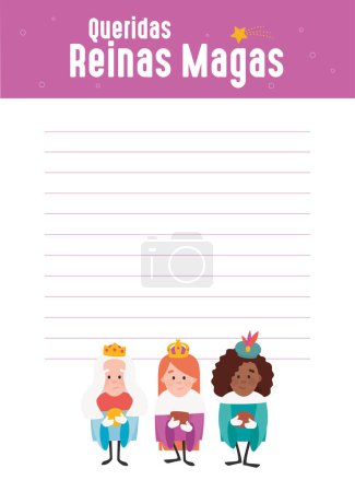 Ilustración de Carta vectorizada graciosa. Queridas mujeres sabias, escritas en español - Imagen libre de derechos