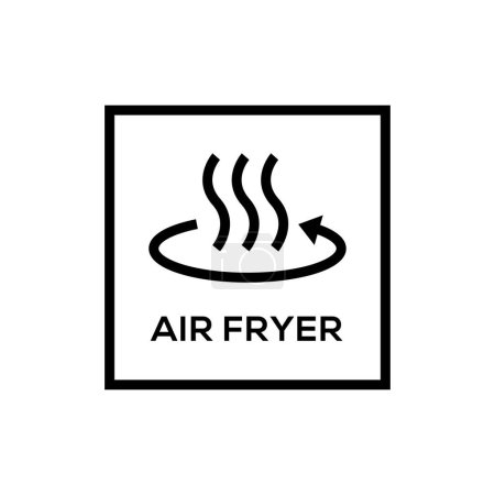 Téléchargez les illustrations : Conception simple de logo d'insigne de technologie de friteuse à air. Symbole vecteur de ligne - en licence libre de droit