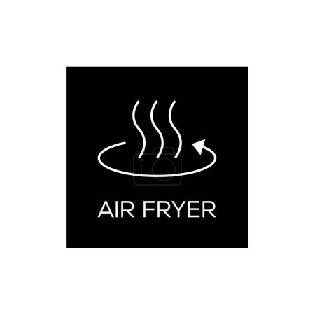 Téléchargez les illustrations : Conception simple de logo d'insigne de technologie de friteuse à air. Vecteur de symbole noir - en licence libre de droit