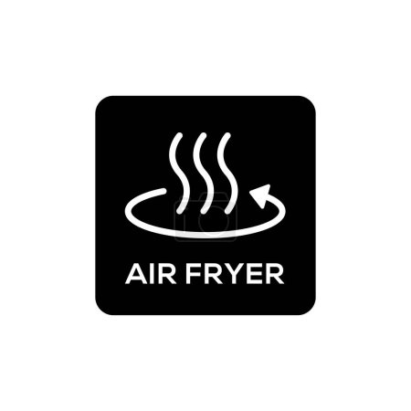 Téléchargez les illustrations : Conception simple de logo d'insigne de technologie de friteuse à air. Vecteur de symbole noir - en licence libre de droit
