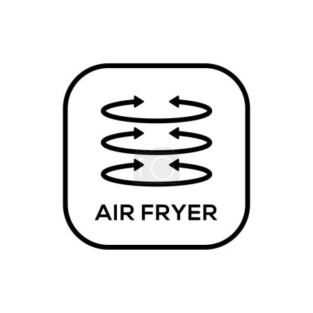 Téléchargez les illustrations : Conception simple de logo d'insigne de technologie de friteuse à air. Symbole vecteur de ligne - en licence libre de droit
